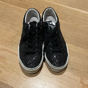 Black sparkly golden goose shoes
